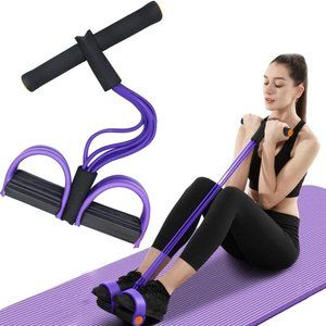 Resistance Tube for Exercise with Large Anti-Slip Pedals, 4-Tube Elastic Pull Ro